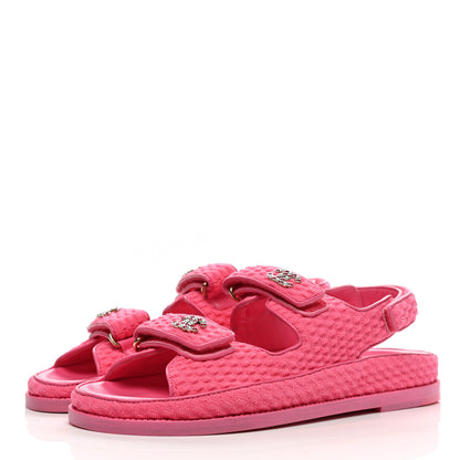 Chanel Knit Fabric Velcro Dad Sandals 40 Pink 3 of 12