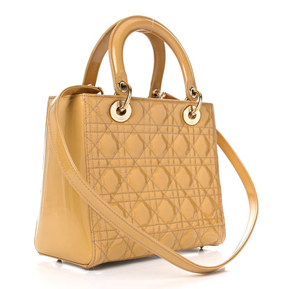 Christian Dior Patent Cannage Medium Lady Dior Beige 3 of 18