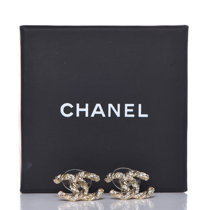 Chanel Crystal Twisted CC Earrings Gold 5 of 5