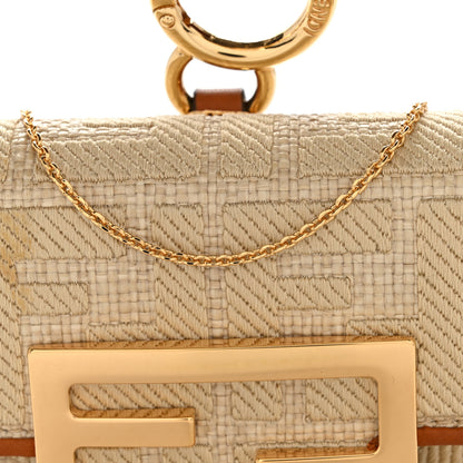 Fendi Raffia Vitello King Lucido FF Embroidered Nano Maxi Buckle Baguette Charm Alchemy Brandy 8 of 12