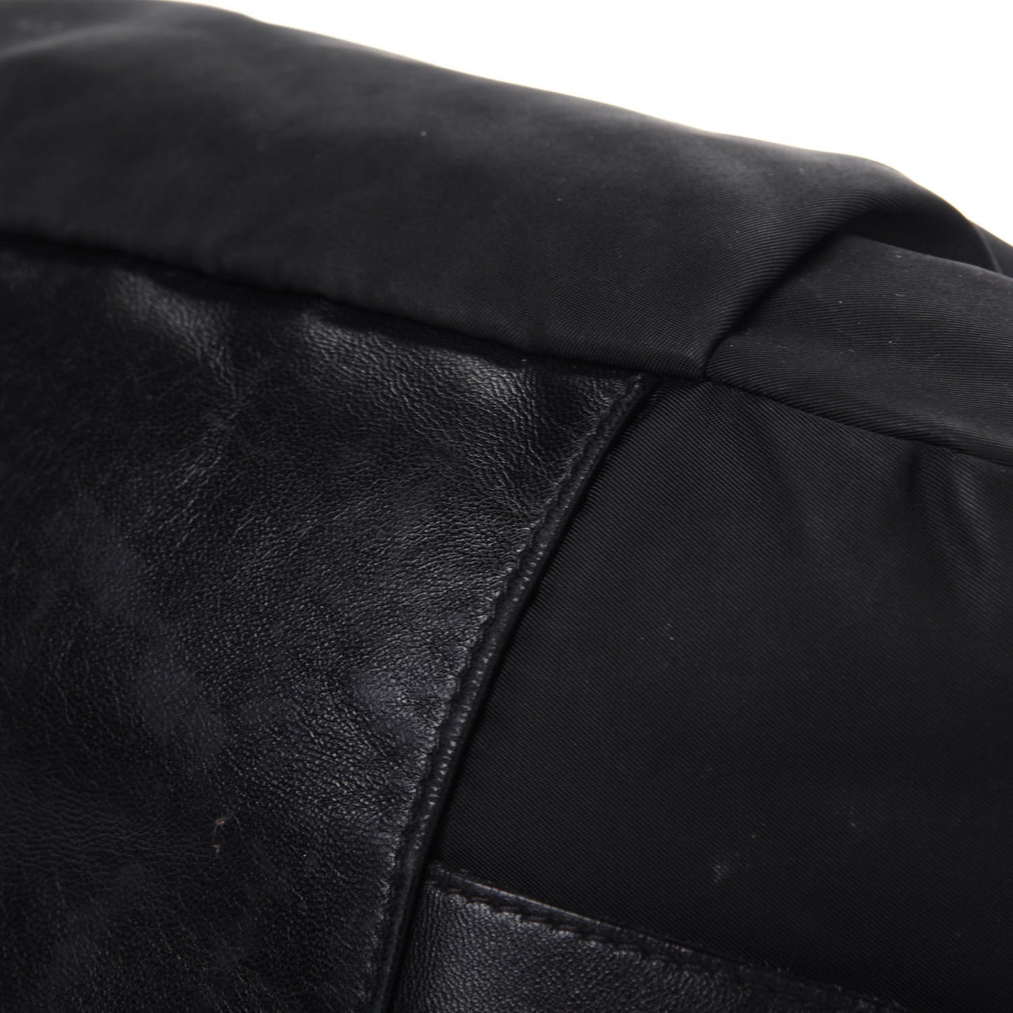 Nylon Tessuto Soft Calfskin Small Shopping Satchel Black