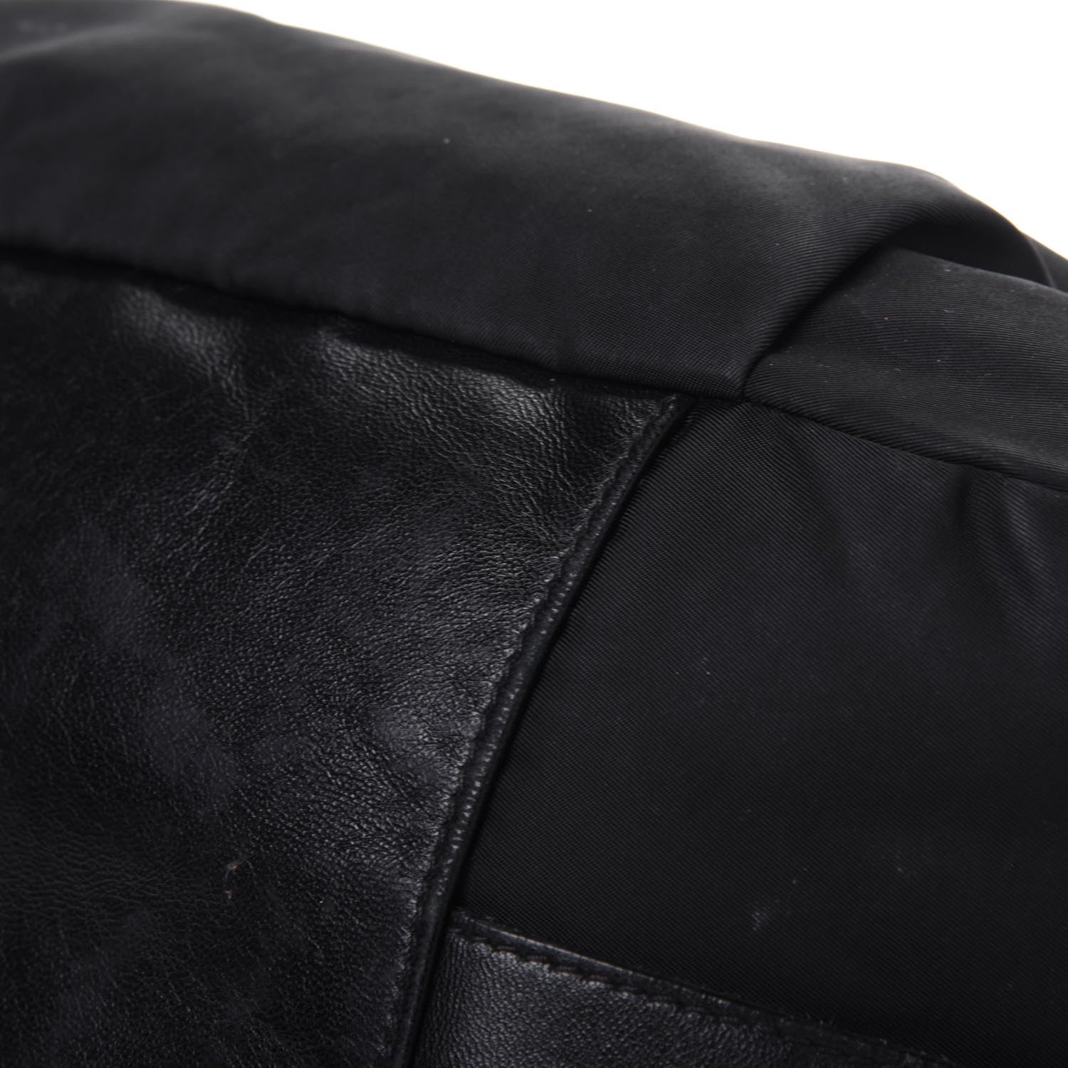 Prada Nylon Tessuto Soft Calfskin Small Shopping Satchel Black 16 of 34