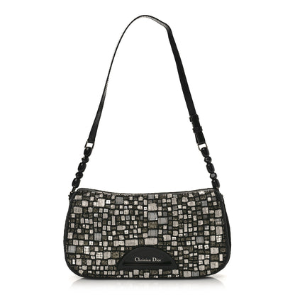 Christian Dior Embellished Pony Hair Maris Pearl Shoulder Bag Black Silver 1 of 8