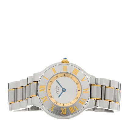 Cartier Stainless Steel 18K Yellow Gold 31mm Must De 21 Quartz Watch 2 of 4