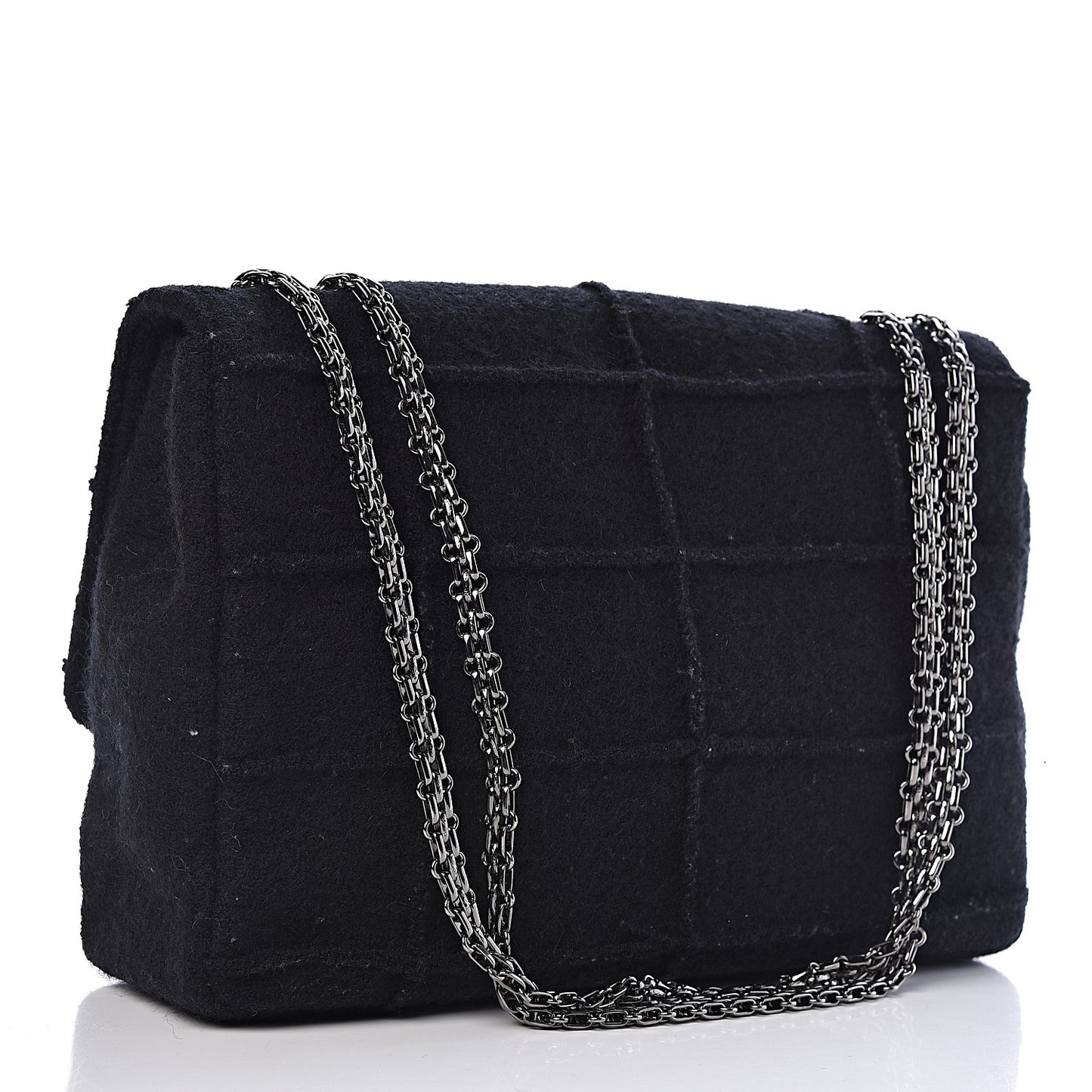 Wool Patchwork Mademoiselle Jumbo Flap Black