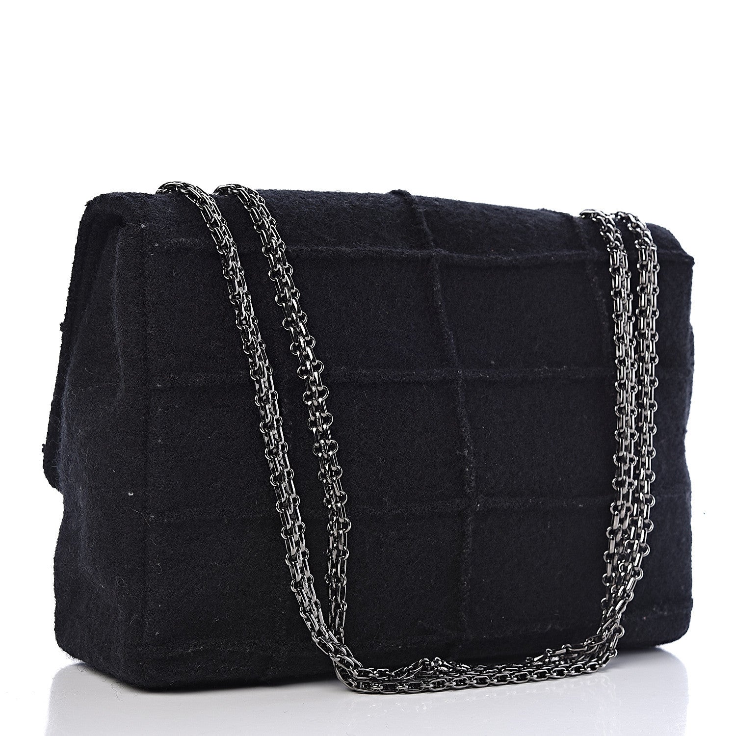 Chanel Wool Patchwork Mademoiselle Jumbo Flap Black 3 of 11