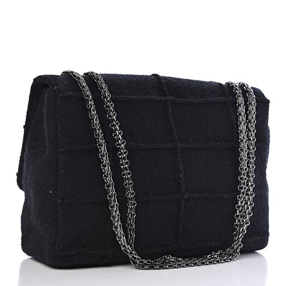 Chanel Wool Patchwork Mademoiselle Jumbo Flap Black 3 of 11