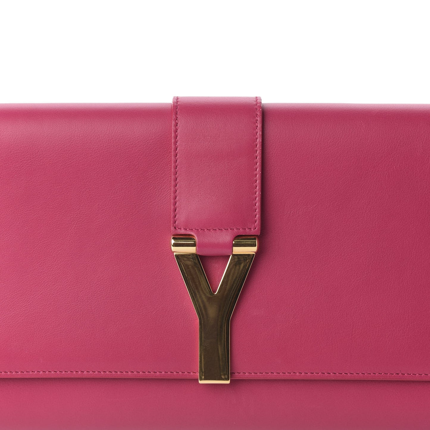 Calfskin Classic Y Ligne Clutch Fuchsia