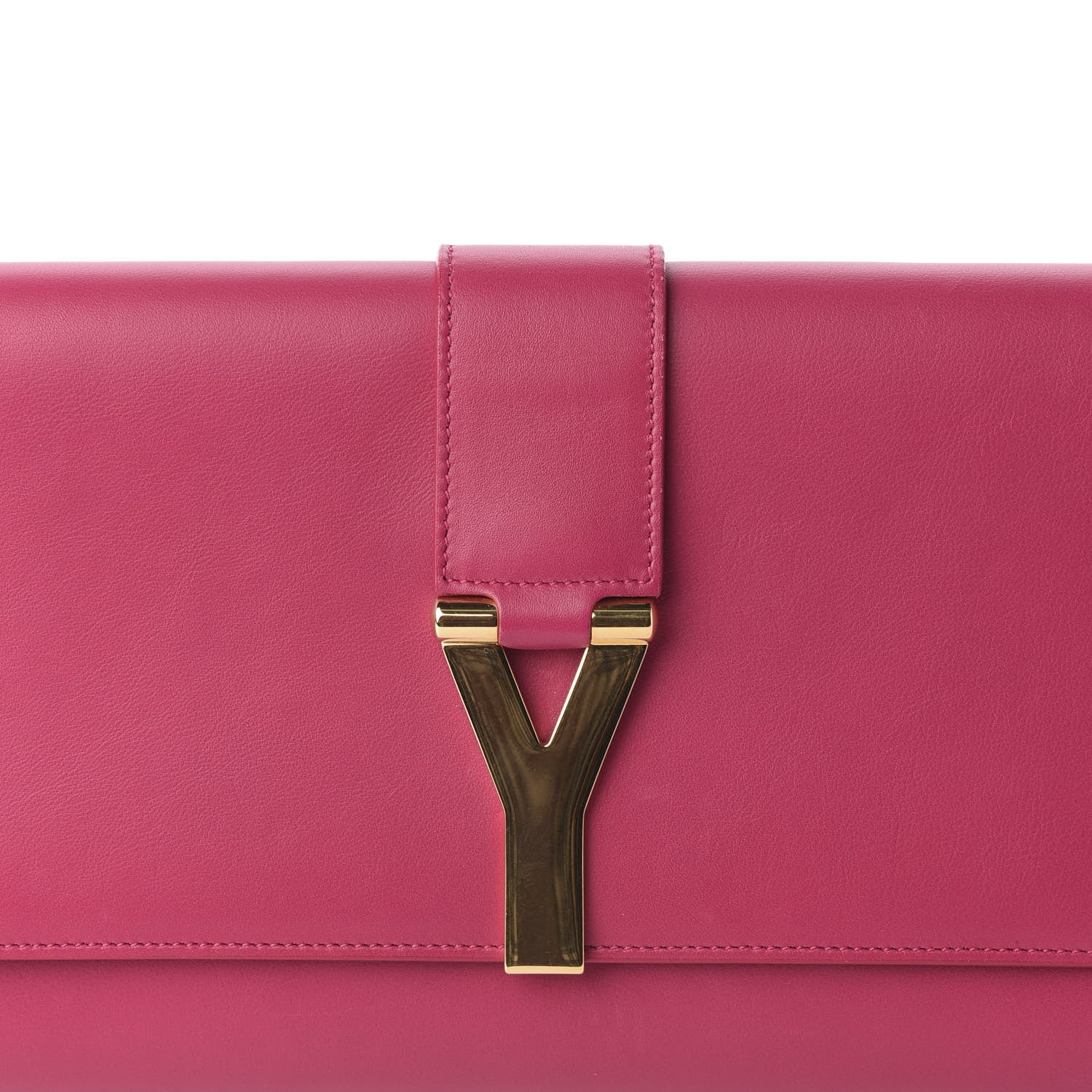 Saint Laurent Calfskin Classic Y Ligne Clutch Fuchsia 10 of 10