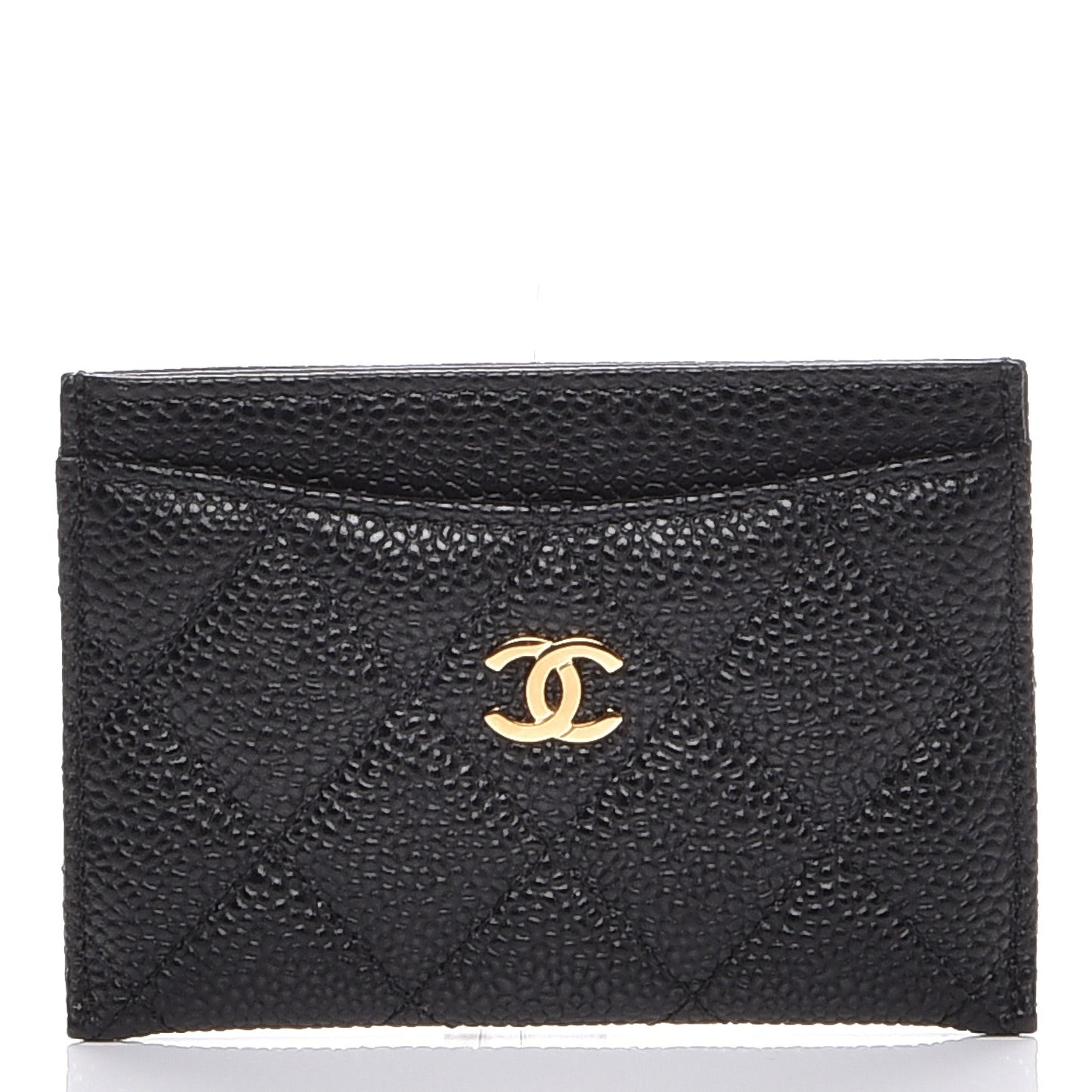 Caviar Quilted Card Holder Black