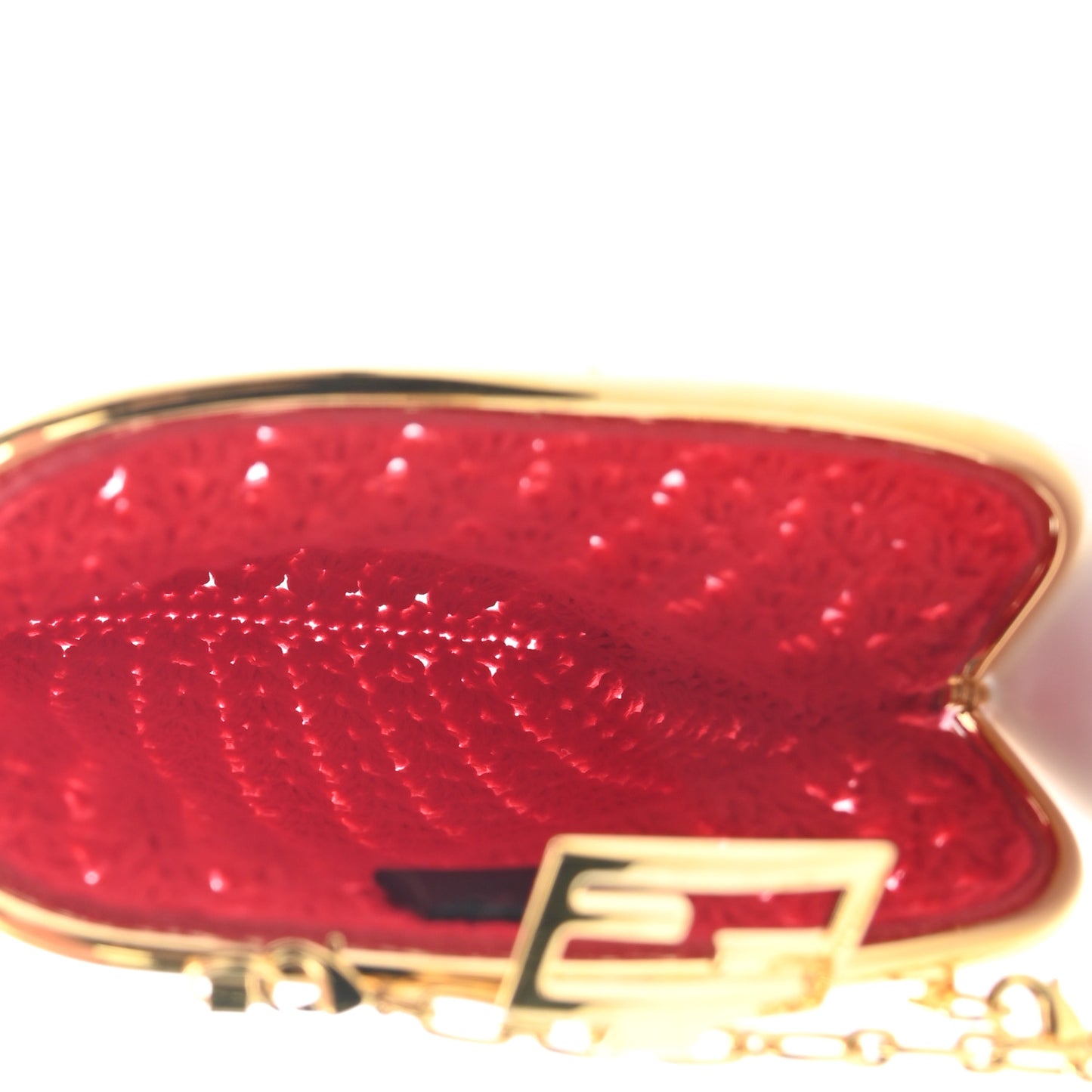 Fabric Crochet Baguette Phone Bag Red