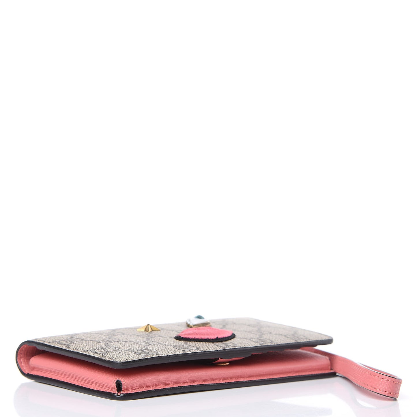 GG Supreme Monogram Embroidered Face iPhone 6 Case Wristlet Pink