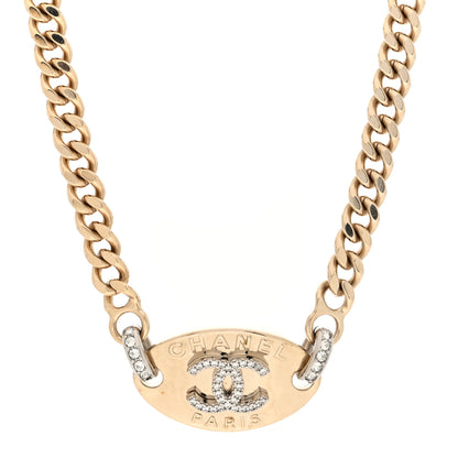 Chanel Crystal CC Oval Choker Necklace Gold 1 of 4