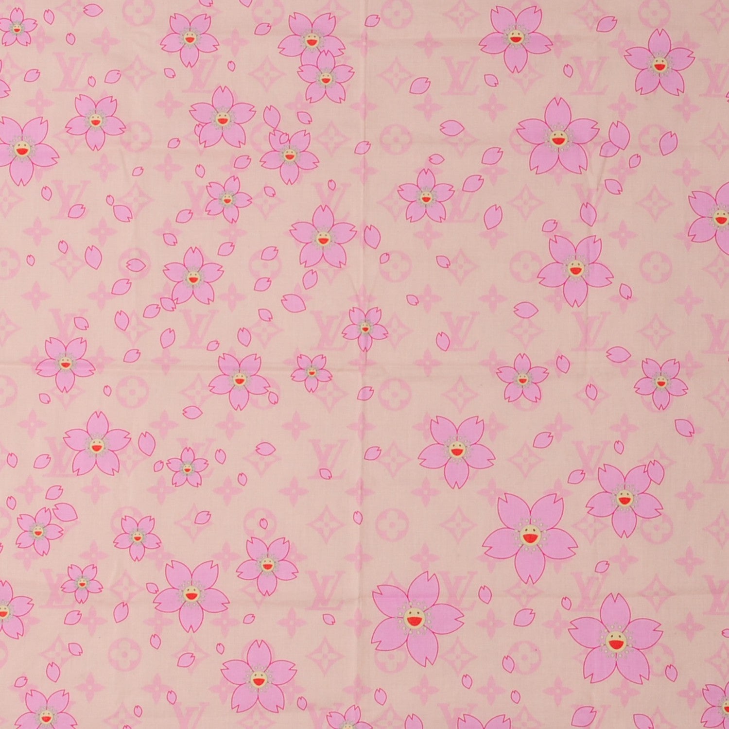 Louis Vuitton Cotton Monogram Cherry Blossom Square Scarf Pink 1 of 6