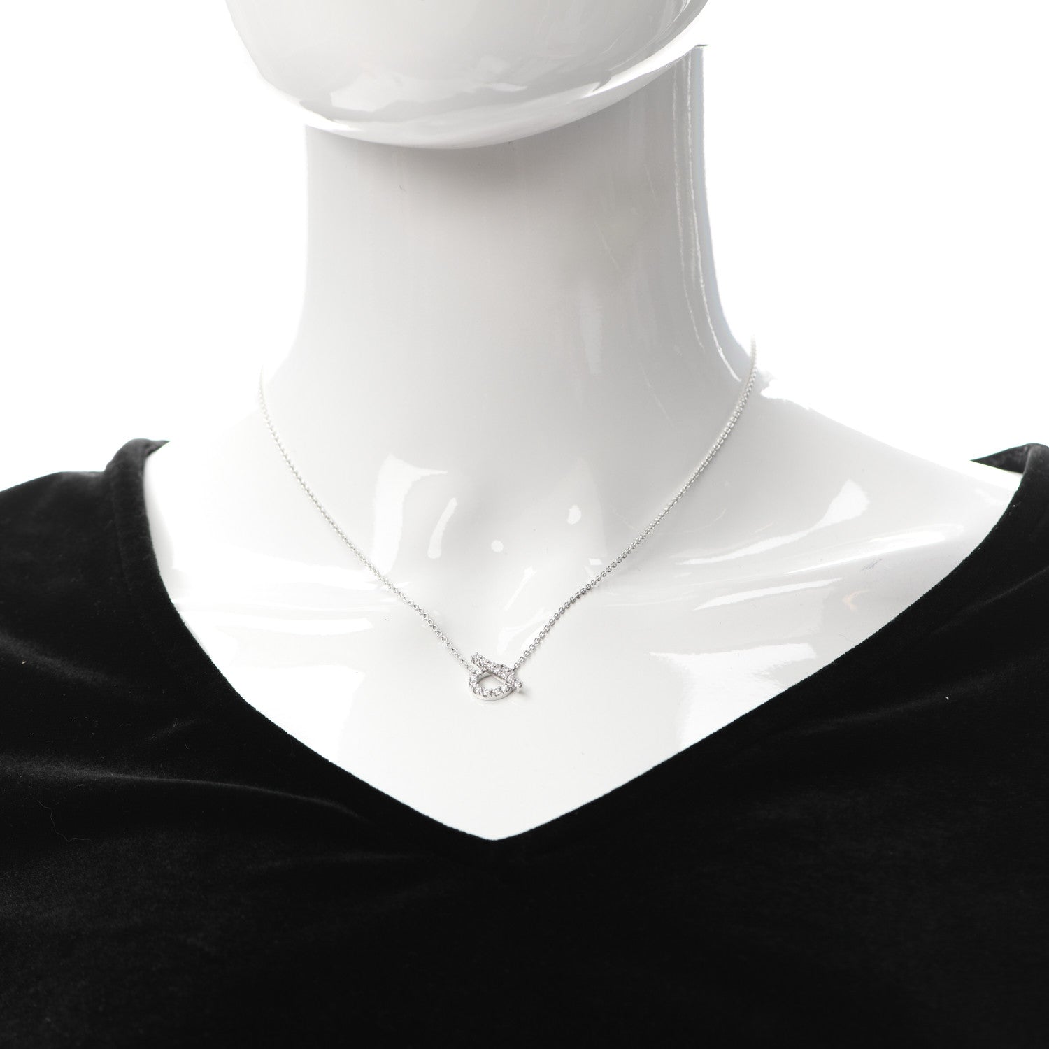 Hermes 18K White Gold Diamond Finesse Pendant Necklace 2 of 5