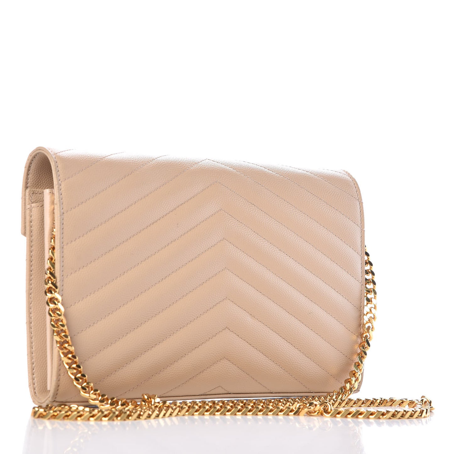 Grain De Poudre Matelasse Chevron Monogram Chain Wallet Nude Powder