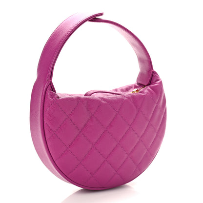 Chanel Caviar Quilted Polly Pocket Pouch Hobo Pink 3 of 9