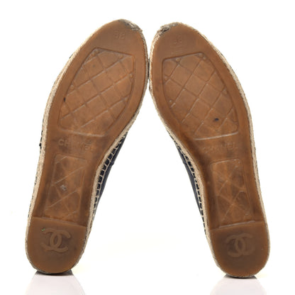 Chanel Lambskin CC Espadrilles 38 Navy Black 5 of 8