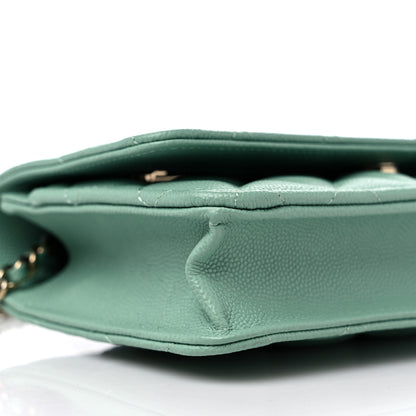 Chanel Caviar Quilted Wallet on Chain WOC Light Green 9 of 10