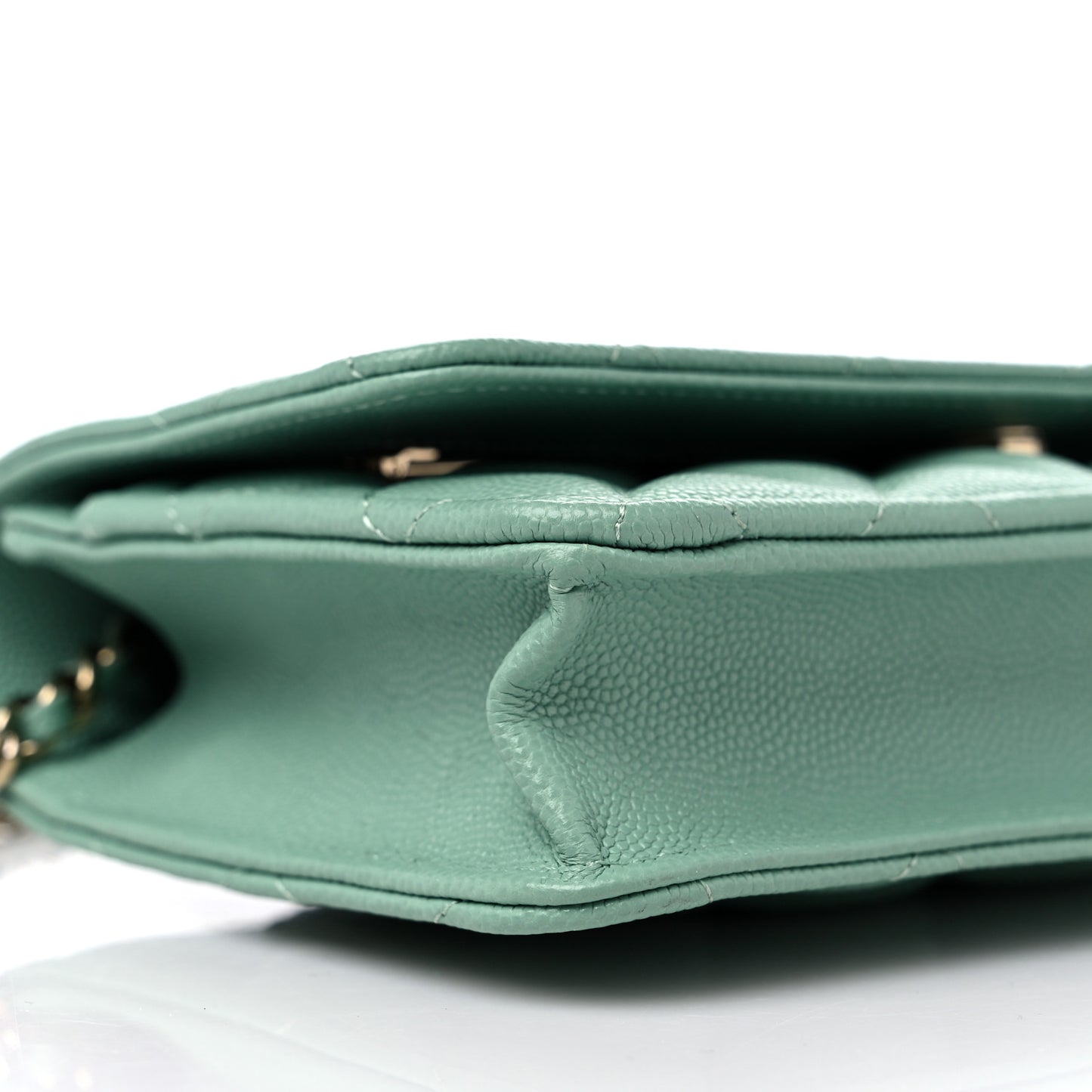 Caviar Quilted Wallet on Chain WOC Light Green