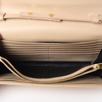 Saint Laurent Grain De Poudre Matelasse Chevron Monogram Chain Wallet Rose Antic 7 of 14