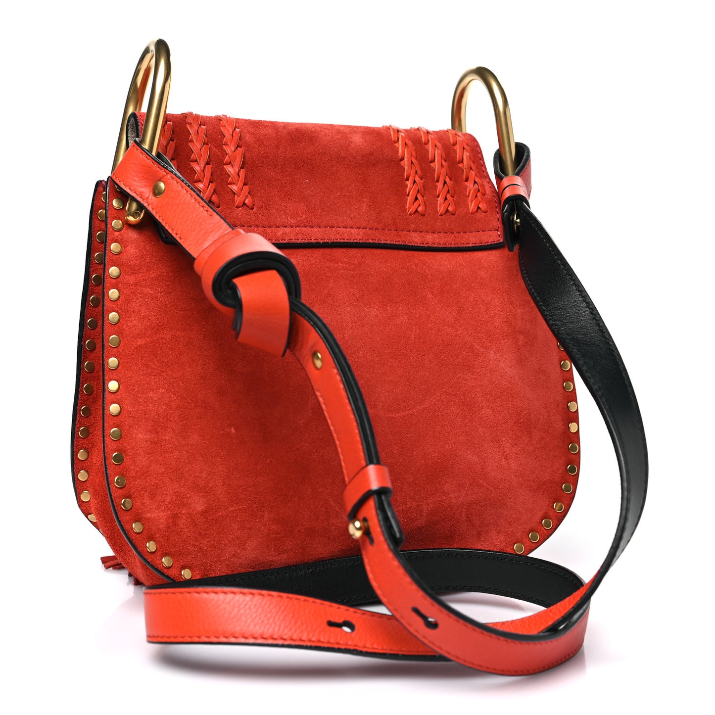 Suede Calfskin Braided Mini Hudson Shoulder Bag Sepia Red