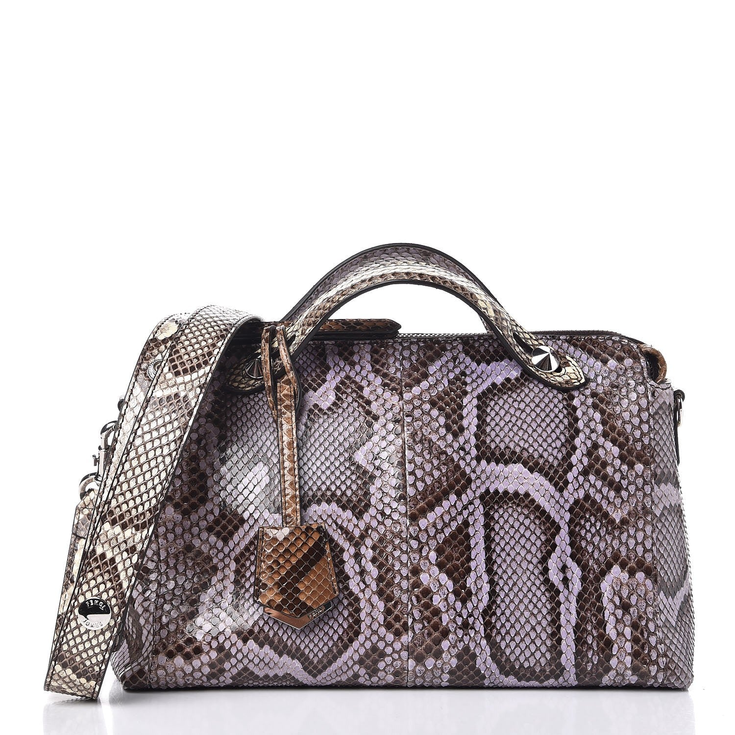 Fendi Shiny Snakeskin Bi-Color Medium By The Way Boston Bag Cassis Multicolor 1 of 8