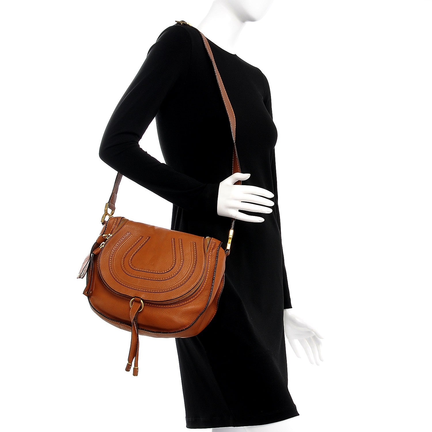 Chloe Calfskin Medium Marcie Round Crossbody Bag Tan 2 of 9