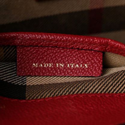 Burberry Soft Grain Calfskin Medium Buckle Tote Parade Red 13 of 21