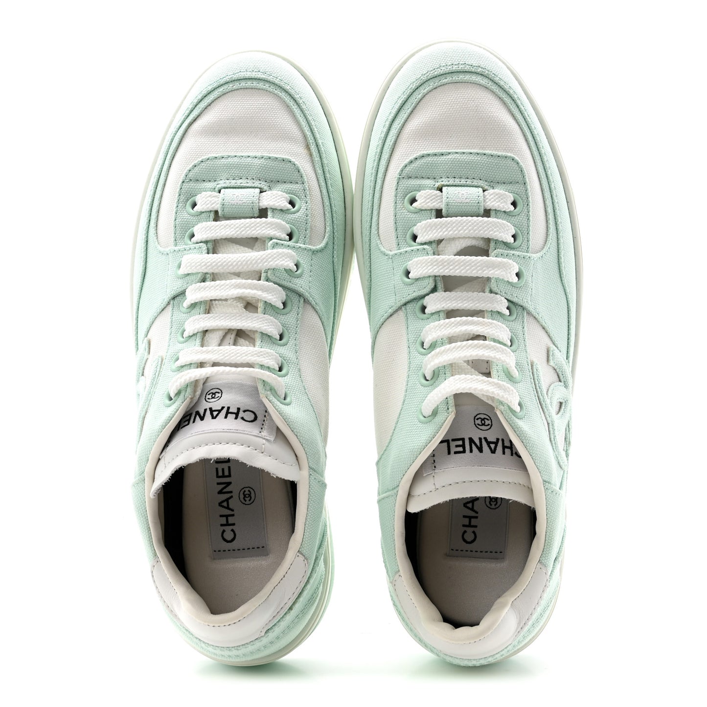 Cotton Sneakers 38.5 Light Turquoise White