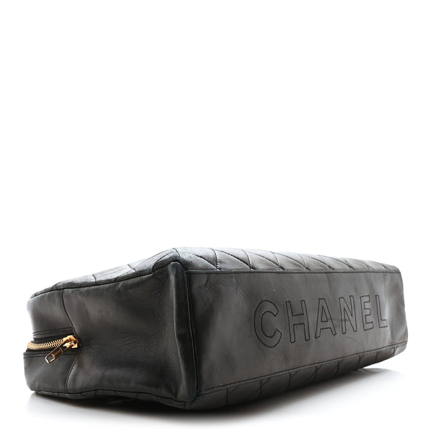 Lambskin Quilted Logo Duffel Bag Black White