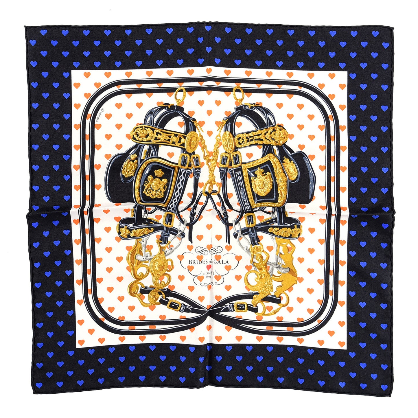 Silk Brides De Gala Love Pocket Square Black White Orange