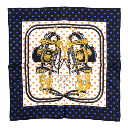 Hermes Silk Brides De Gala Love Pocket Square Black White Orange 1 of 3