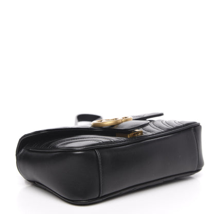 Gucci Calfskin Matelasse Mini GG Marmont Shoulder Bag Black 4 of 10
