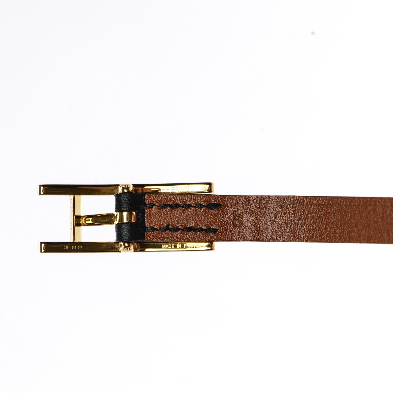 Hermes Chamonix Tadelakt Behapi Double Tour Reversible Bracelet Small Black Fauve 5 of 5