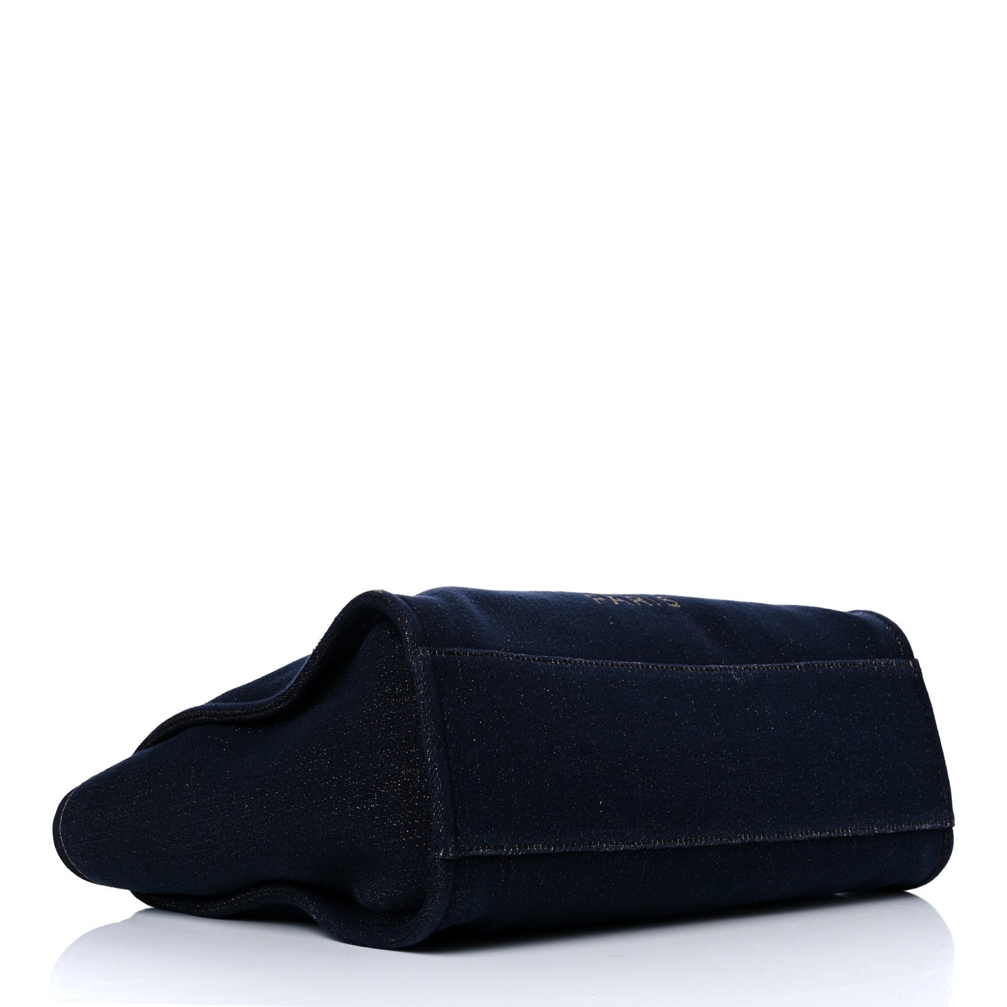 Lurex Canvas Medium Deauville Tote Navy Blue Gold