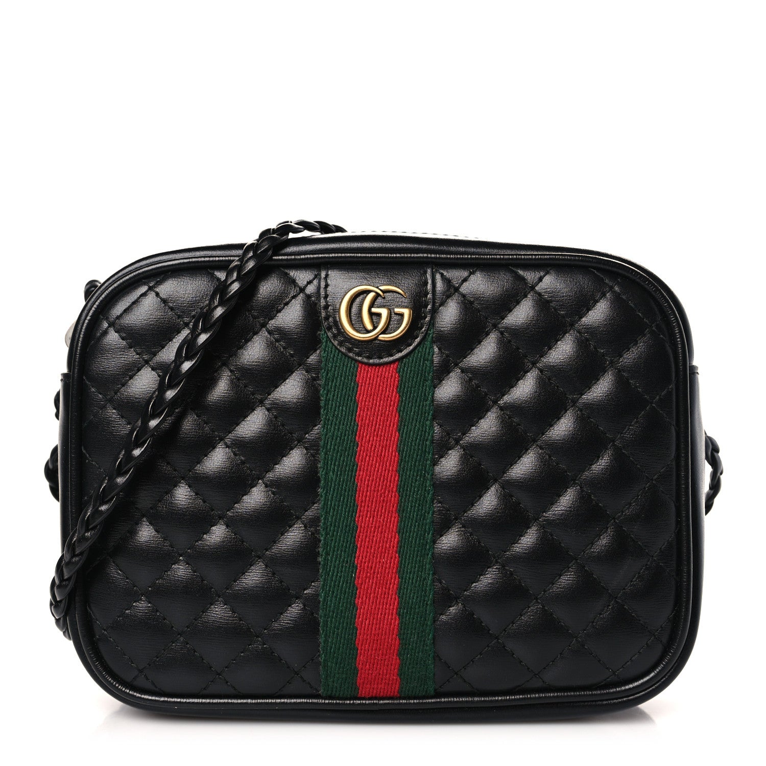 Gucci Calfskin Trapuntata Web Mini GG Shoulder Bag Black 1 of 9