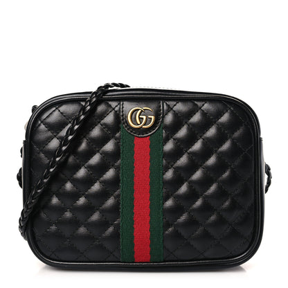 Gucci Calfskin Trapuntata Web Mini GG Shoulder Bag Black 1 of 9