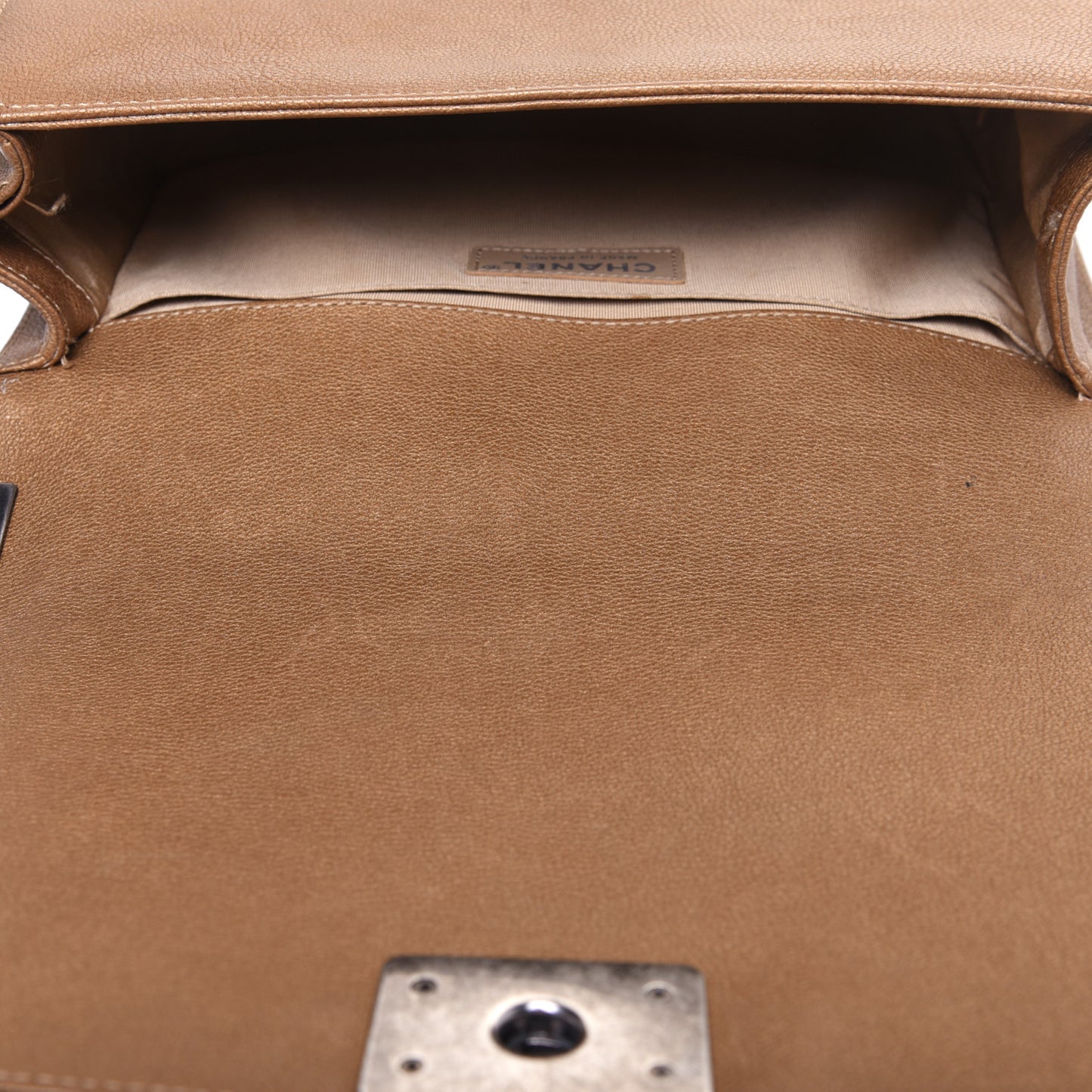 Caviar Quilted Medium Boy Flap Camel