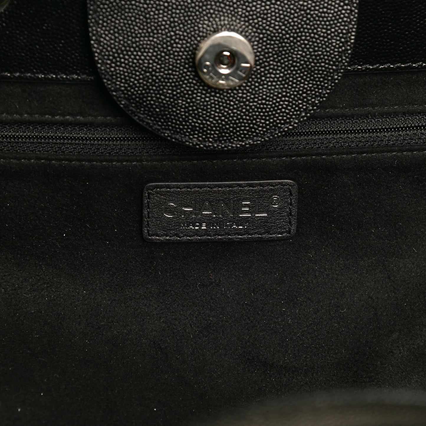 Caviar Medium Studded Deauville Tote Black