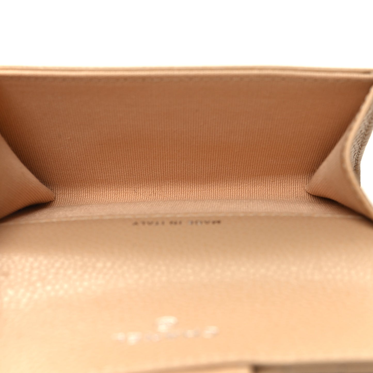 Caviar Quilted Flap Card Holder Wallet Beige