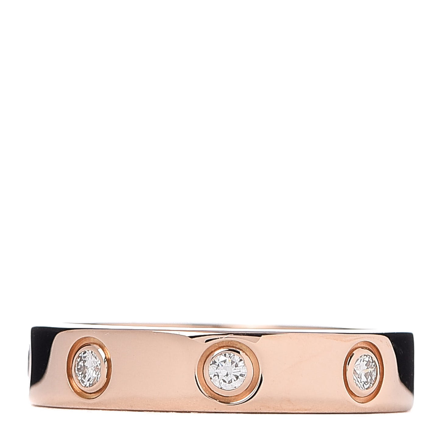 18K Pink Gold 8 Diamond 4mm LOVE Wedding Band Ring 49 4.75
