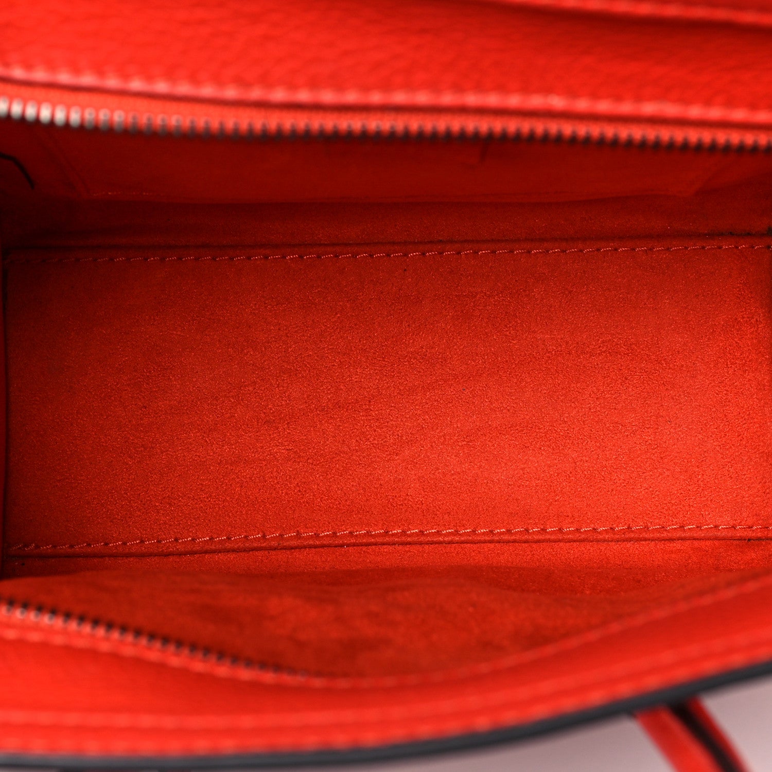 Celine Drummed Calfskin Nano Luggage Vermillion 5 of 8
