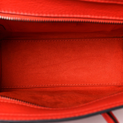 Celine Drummed Calfskin Nano Luggage Vermillion 5 of 8