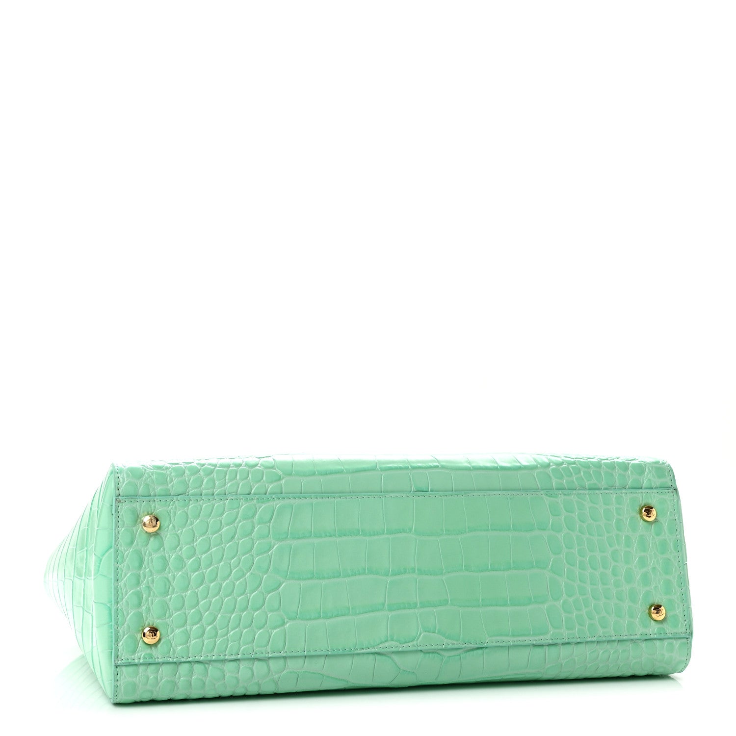 Chanel Calfskin Crocodile Embossed Archetype Small Shopping Tote Green 4 of 11