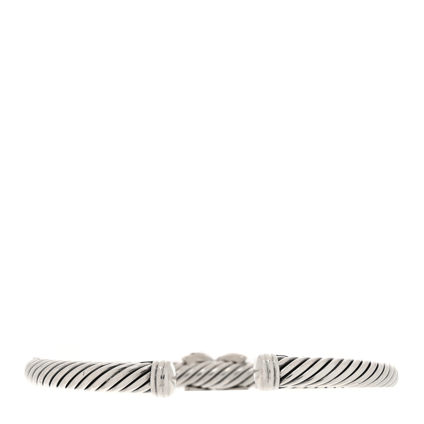 Sterling Silver 18K White Gold Diamond Pave 5mm X Cable Bracelet