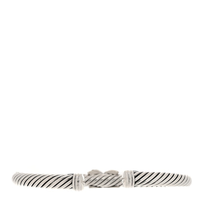 David Yurman Sterling Silver 18K White Gold Diamond Pave 5mm X Cable Bracelet 2 of 3