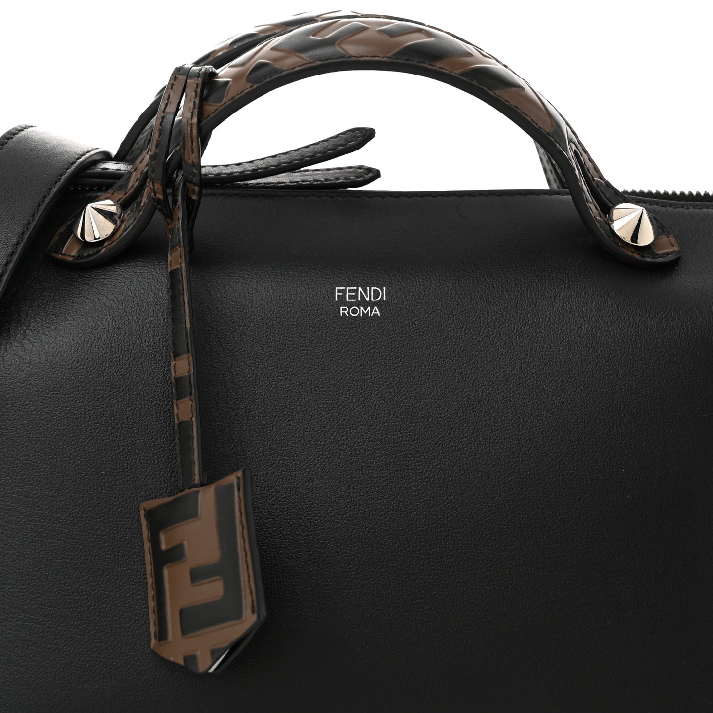 Vitello Dolce Bi-Color FF 1974 Embossed Medium By The Way Boston Bag Black Maya