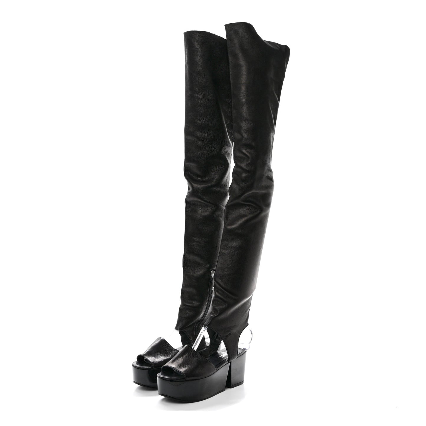 Calfskin CC Over The Knee Boots 40 Black