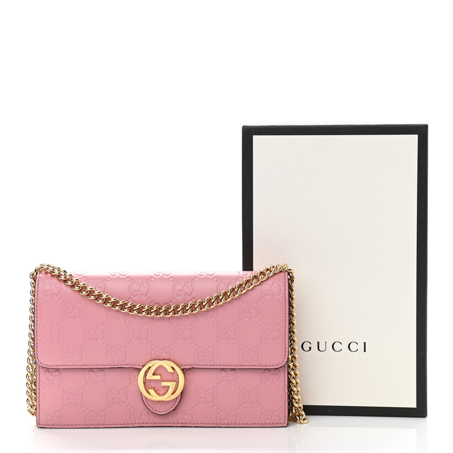 Guccissima Icon Chain Wallet Carmine Rose